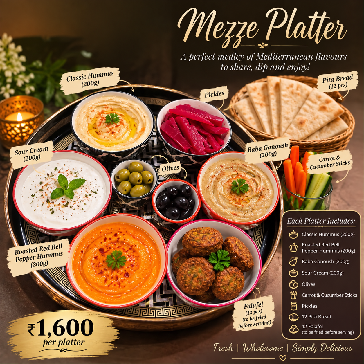 Mediterranean Dips Platter dip by Hetal Soul Kitchen